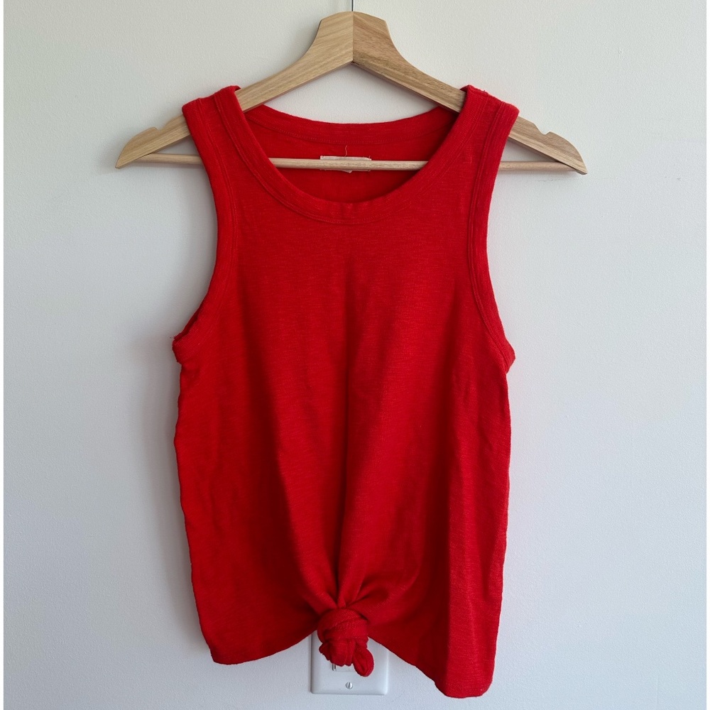 Madewell tie front tank top in bright red